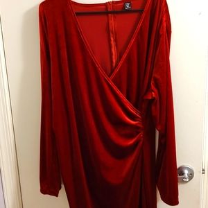 Plus Surplice Neck Split Back Velvet Dress